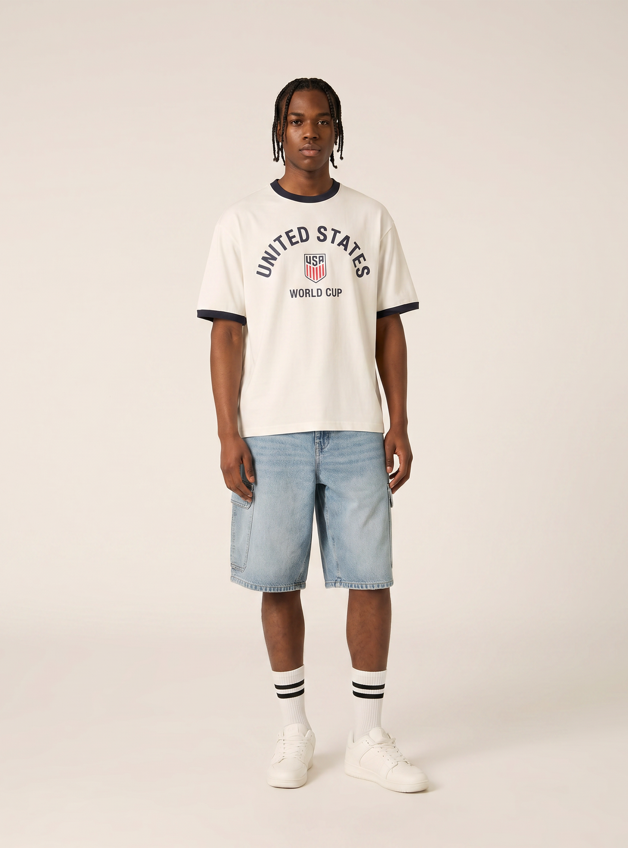 T-shirt boxy fit con stampa mondiali, WH1 OFF WHITE